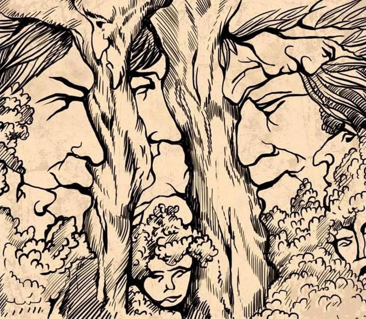 Человек на дереве иллюстрация