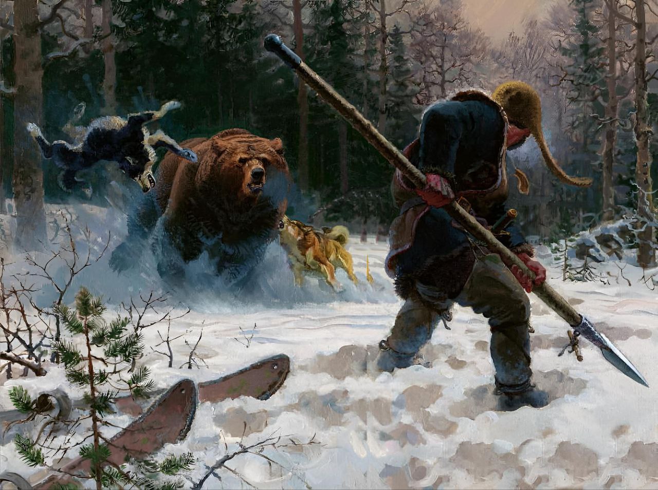 Охота на медведя с рогатиной