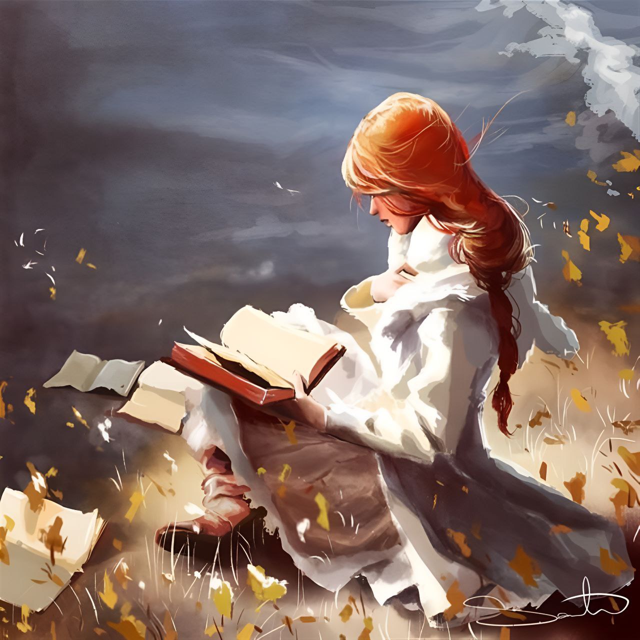 О чем мечтает поэт. Рыжая девушка с книгой. Чтение в живописи. Иллюстрации к книгам. Книги арты.