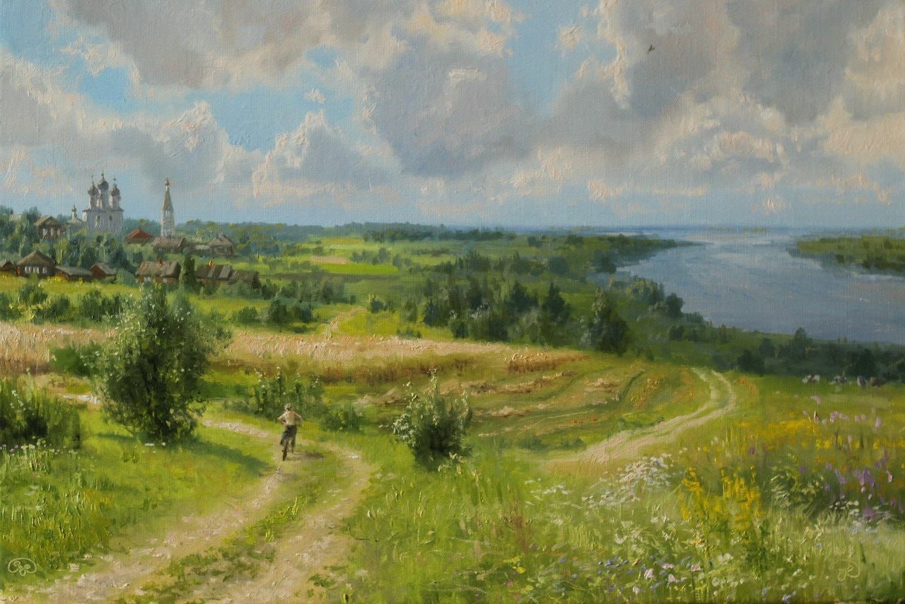 Летние пейзажи маслом живопись деревня Владимир Жданов