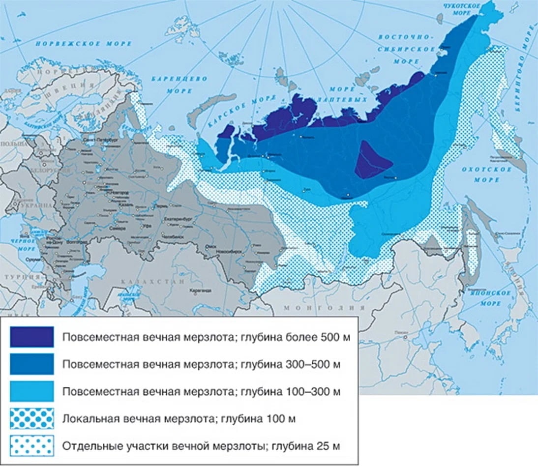 Многолетняя мерзлота занимает в россии более 60. Граница вечной мерзлоты в России на карте. Зона вечной мерзлоты в России на карте. Карта распространения многолетней мерзлоты. Карта распространения многолетней мерзлоты на территории России.